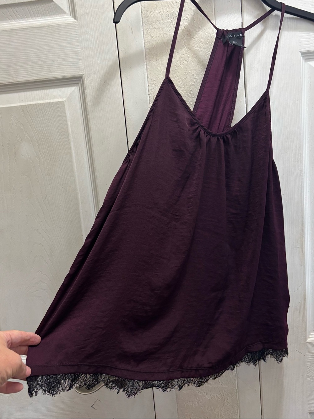 Tahari Plum Lace-Trim Cami Tank Top